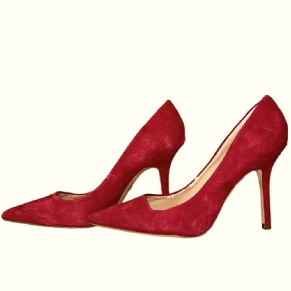 Charles David Women's Soft Faux Suede Pointed Toe Red Pump Dress Shoes